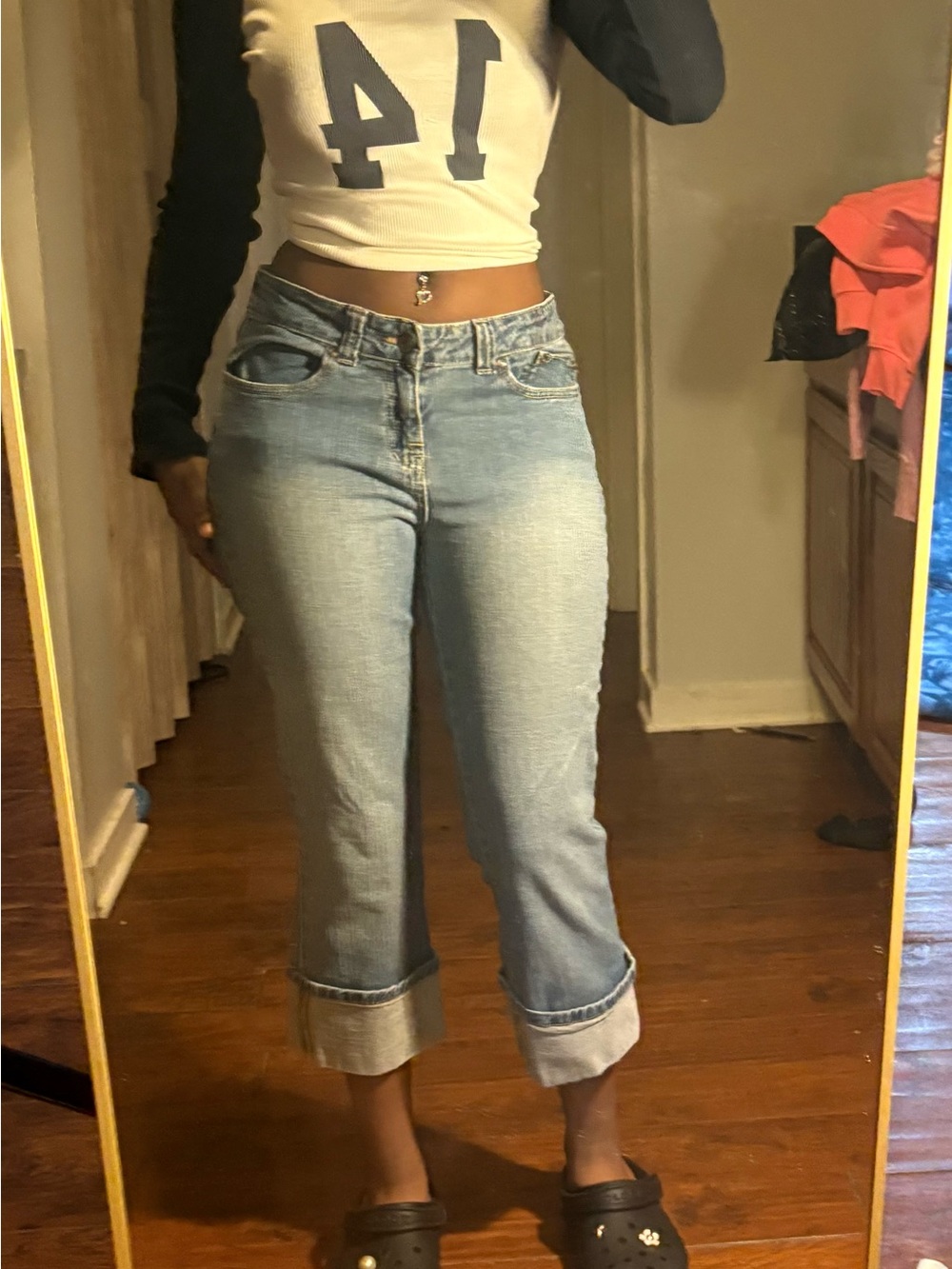 Wrangler Light Blue Cropped Jeans with Cuffed Hem